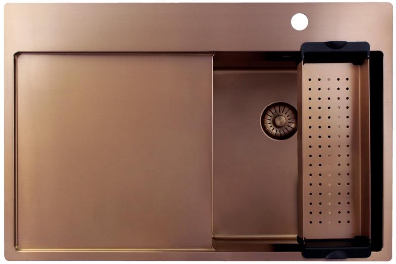 Pure.Sink Exclusivo Kuparinen pieni pesuallas tippuvedellä 78x52 cm Tapwing oikealla PEX3478RT-62