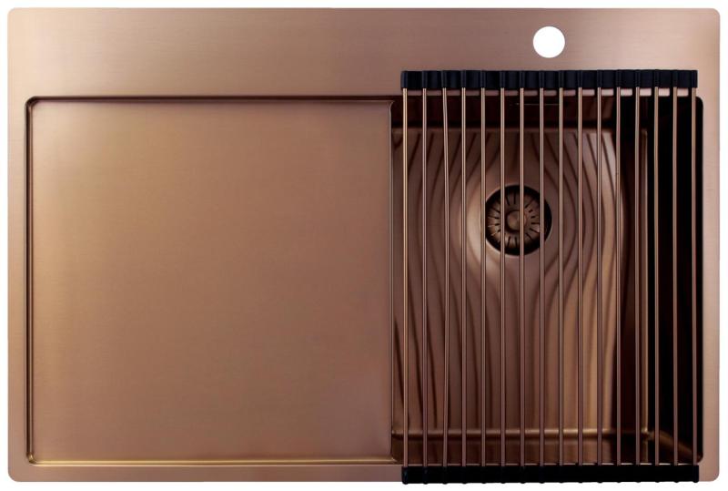 Pure.Sink Exclusivo Kuparinen pieni pesuallas tippuvedellä 78x52 cm Tapwing oikealla PEX3478RT-62
