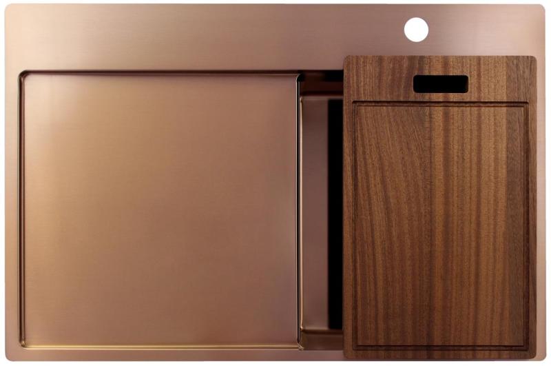 Pure.Sink Exclusivo Kuparinen pieni pesuallas tippuvedellä 78x52 cm Tapwing oikealla PEX3478RT-62