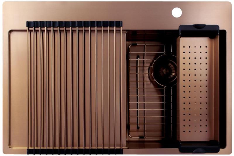 Pure.Sink Exclusivo Kuparinen pieni pesuallas tippuvedellä 78x52 cm Tapwing oikealla PEX3478RT-62