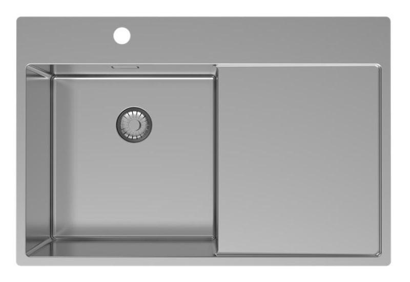 Pure.Sink Exclusivo RVS -pesuallas, jossa on tippuva osa, 78x52 cm, Tapwing vasemmalla PEX4078LT-02