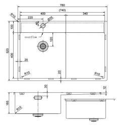 Pure.Sink Exclusivo Kultainen tiskiallas valutusalueella 78x52 cm Tapwing vasemmalla PEX4078LT-60