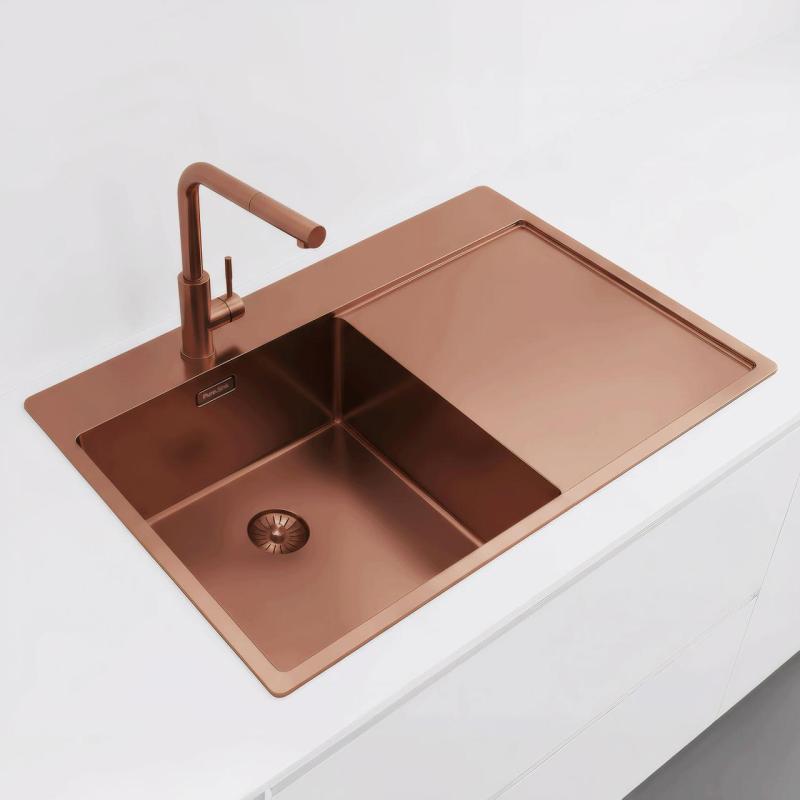 Pure.Sink Exclusivo Kuparinen tiskiallas tippa-alueella 78x52 cm Tapwing vasemmalla PEX4078LT-62