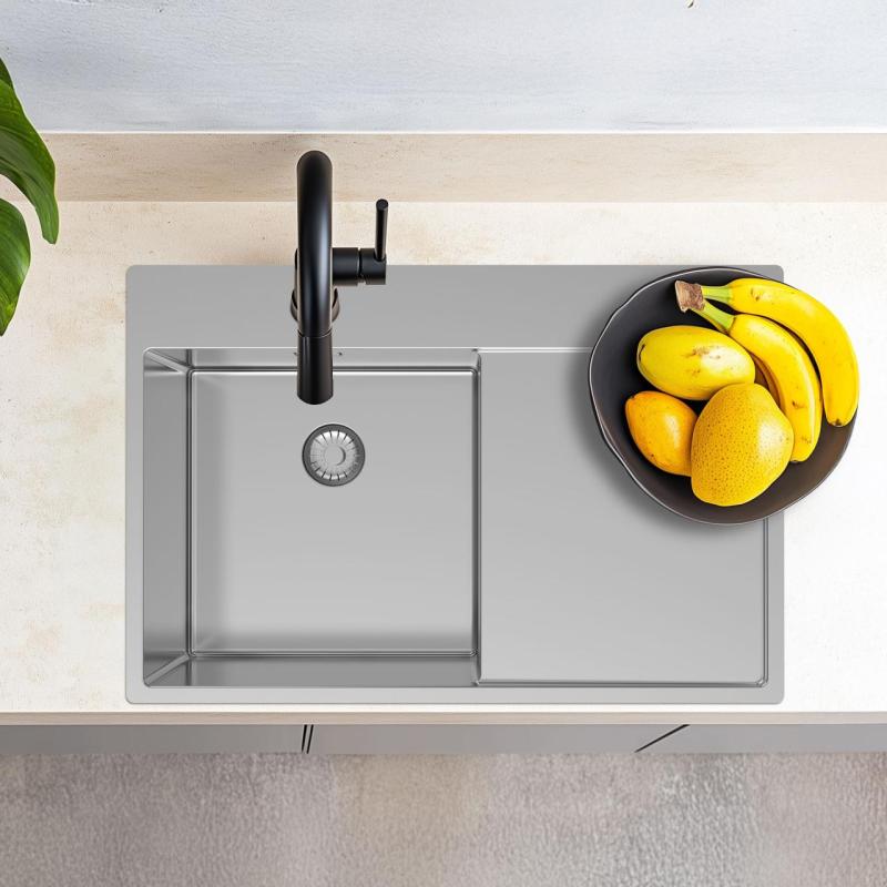 Pure.Sink Exclusivo RVS -pesuallas, jossa on tippuva osa 78x52 cm Tapwing oikealla PEX4078RT-02