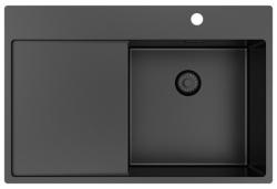 Pure.Sink Exclusivo Gun Metal -pesuallas ja tippuva osa 78x52 cm, Tapwing oikealla PEX4078RT-61