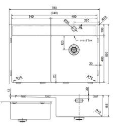 Pure.Sink Exclusivo Gun Metal -pesuallas ja tippuva osa 78x52 cm, Tapwing oikealla PEX4078RT-61