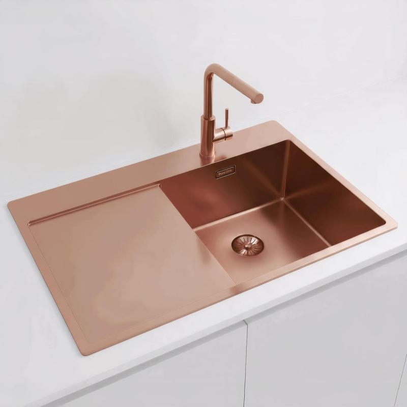 Pure.Sink Exclusivo Kuparinen tiskiallas tiputusalueella 78x52 cm Tapwing oikea PEX4078RT-62