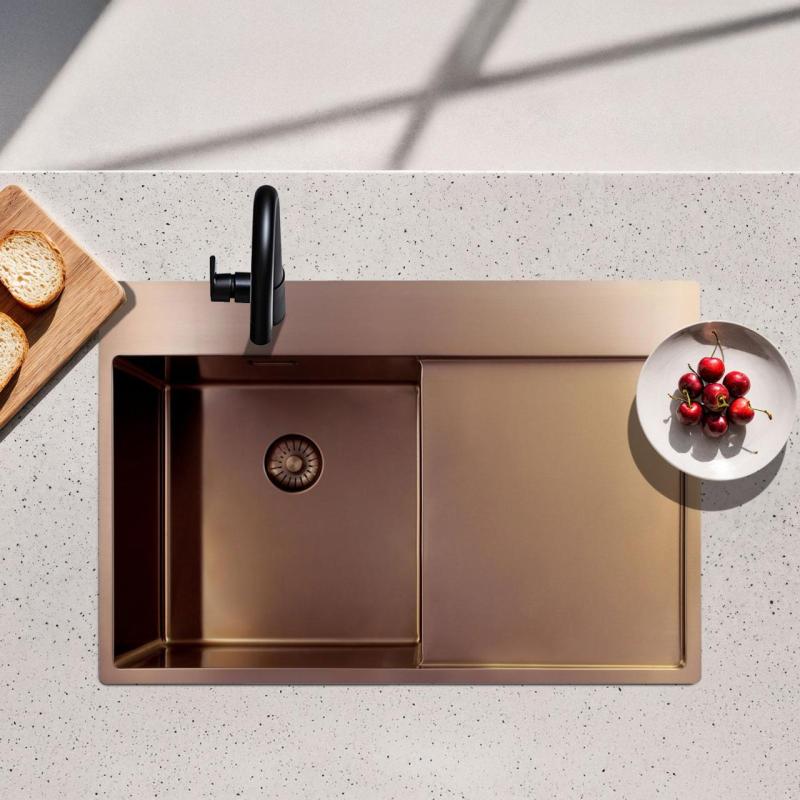 Pure.Sink Exclusivo Kuparinen tiskiallas tiputusalueella 78x52 cm Tapwing oikea PEX4078RT-62