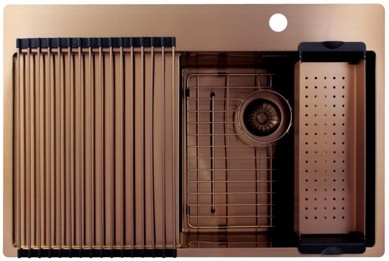 Pure.Sink Exclusivo Kuparinen tiskiallas tiputusalueella 78x52 cm Tapwing oikea PEX4078RT-62