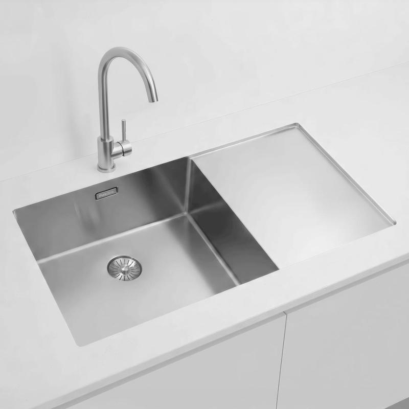 Pure.Sink Exclusivo RST-allas, jossa tippuva osa 86x52 cm, Tapwing vasemmalla PEX5086LT-02