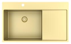 Pure.Sink Exclusivo kultainen tiskiallas, jossa on valutusalue 86x52 cm Tapwing vasemmalla PEX5086LT-60