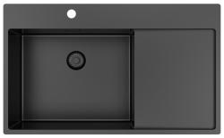 Pure.Sink Exclusivo Gun Metal -allas, jossa tippuva alue 86x52 cm Tapwing vasemmalla PEX5086LT-61
