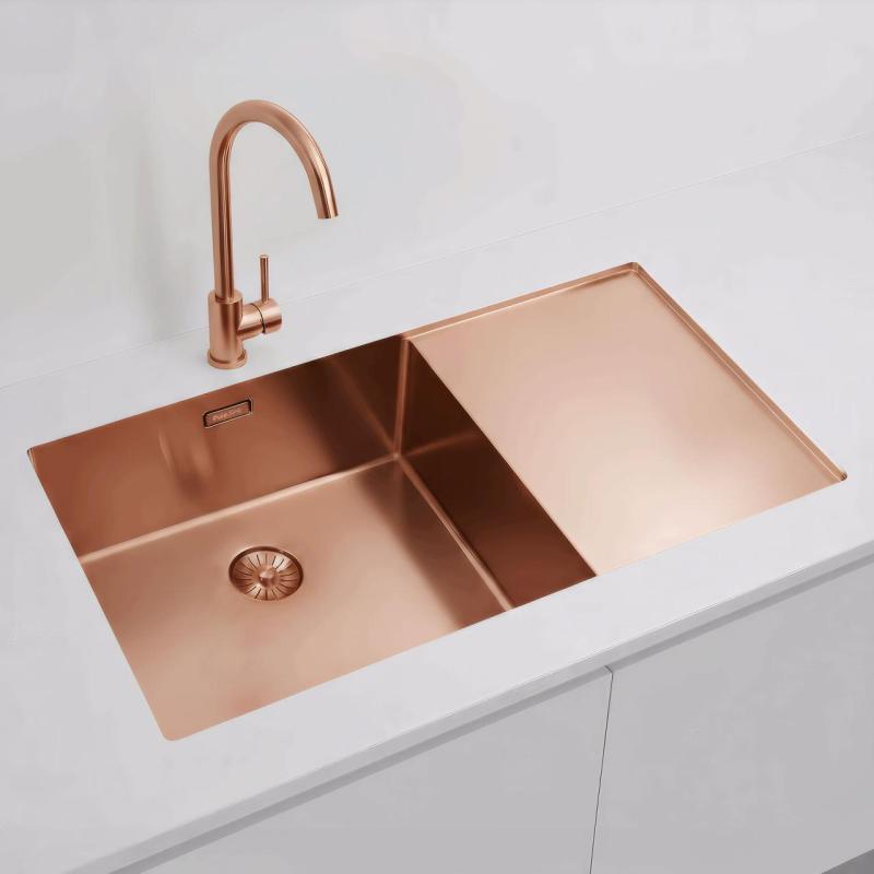 Pure.Sink Exclusivo Kuparinen tiskiallas valutusalueella 86x52 cm Tapwing vasemmalla PEX5086LT-62