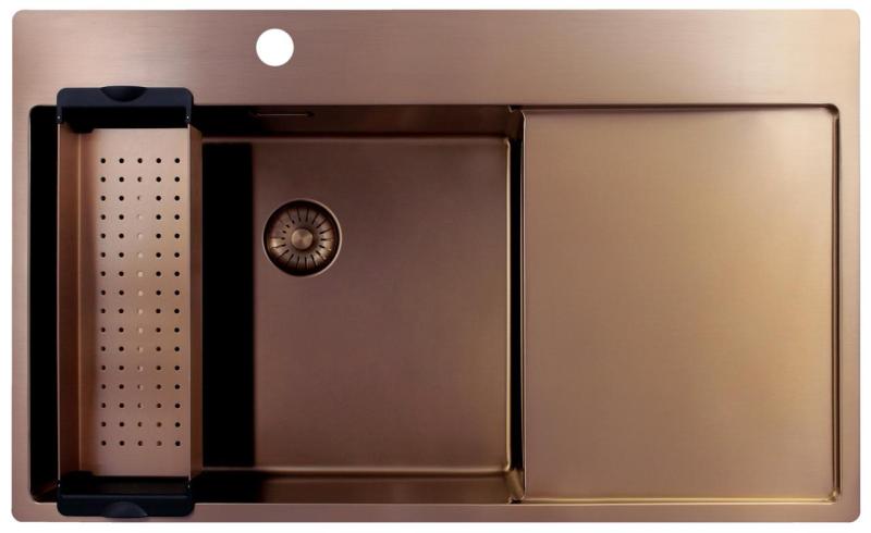 Pure.Sink Exclusivo Kuparinen tiskiallas valutusalueella 86x52 cm Tapwing vasemmalla PEX5086LT-62