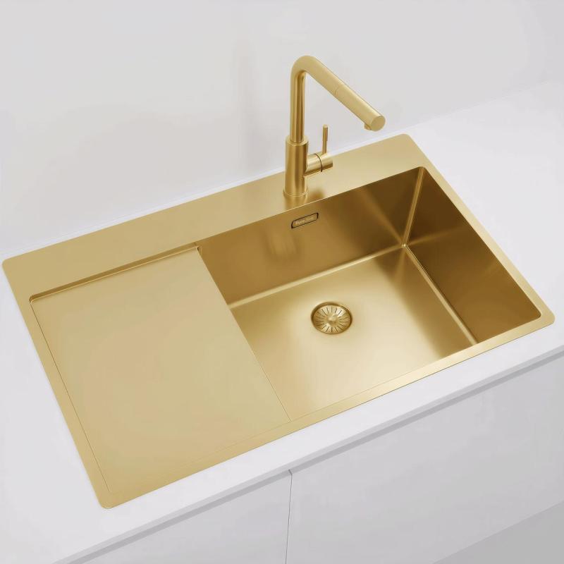 Pure.Sink Exclusivo Kultainen tiskiallas valutusalueella 86x52 cm Tapwing oikealla PEX5086RT-60