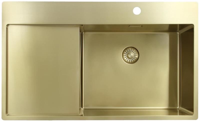 Pure.Sink Exclusivo Kultainen tiskiallas valutusalueella 86x52 cm Tapwing oikealla PEX5086RT-60