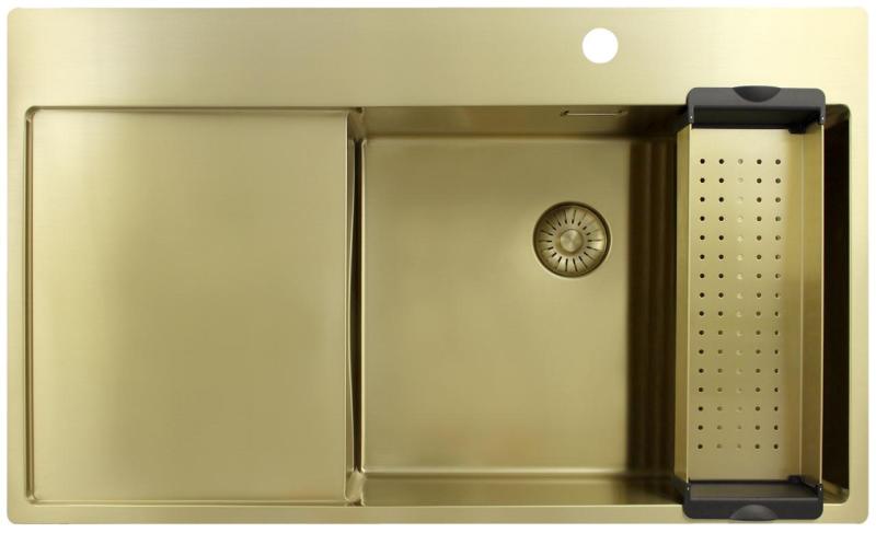 Pure.Sink Exclusivo Kultainen tiskiallas valutusalueella 86x52 cm Tapwing oikealla PEX5086RT-60