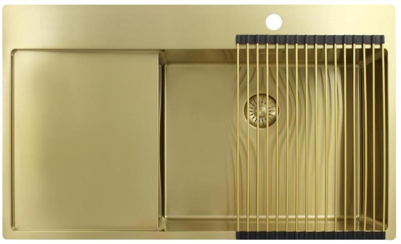 Pure.Sink Exclusivo Kultainen tiskiallas valutusalueella 86x52 cm Tapwing oikealla PEX5086RT-60