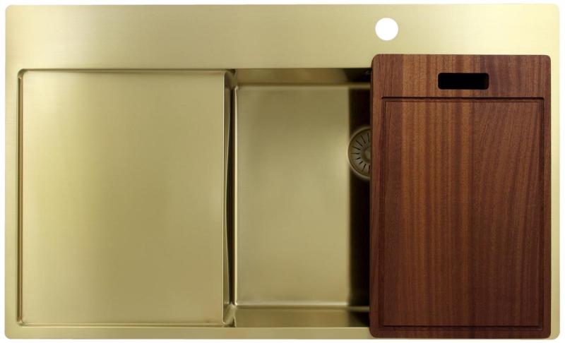 Pure.Sink Exclusivo Kultainen tiskiallas valutusalueella 86x52 cm Tapwing oikealla PEX5086RT-60