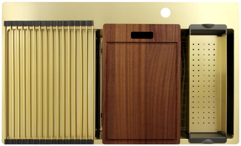 Pure.Sink Exclusivo Kultainen tiskiallas valutusalueella 86x52 cm Tapwing oikealla PEX5086RT-60