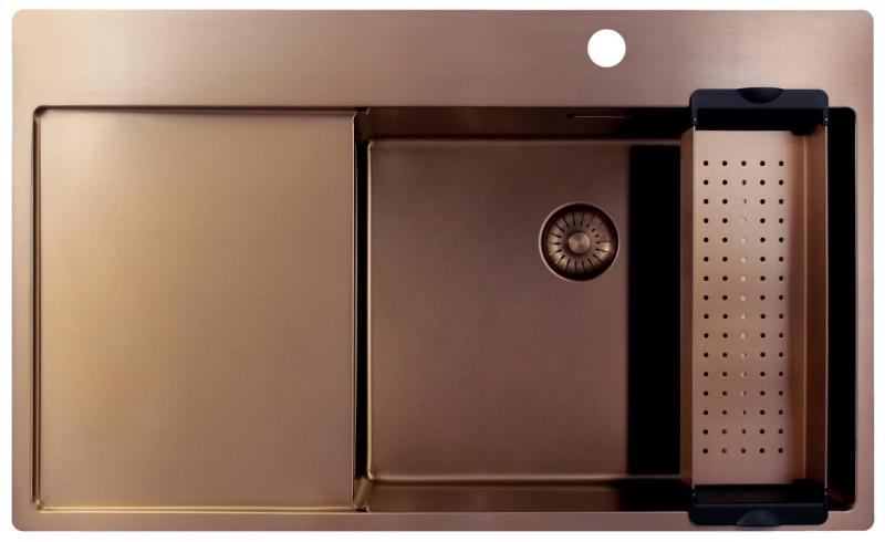 Pure.Sink Exclusivo Kuparinen tiskiallas tippuvalta osalla 86x52 cm Tapwing oikealla PEX5086RT-62