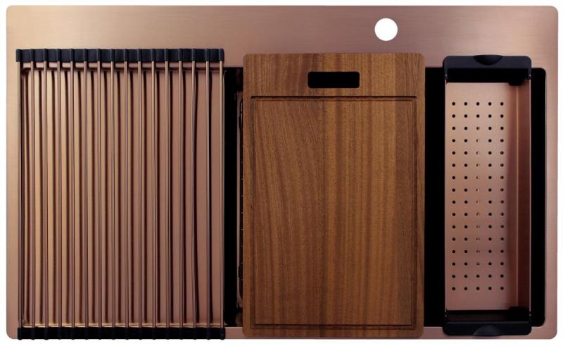 Pure.Sink Exclusivo Kuparinen tiskiallas tippuvalta osalla 86x52 cm Tapwing oikealla PEX5086RT-62