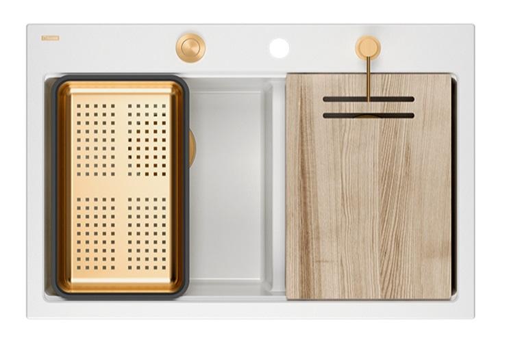 Quadri Hard Rock Tuplavalkea Graniitti Päälle asennettava Allas 76 x 50 cm Kuparitulpalla ja tarvikkeet 1208971357 - Productafbeelding 3