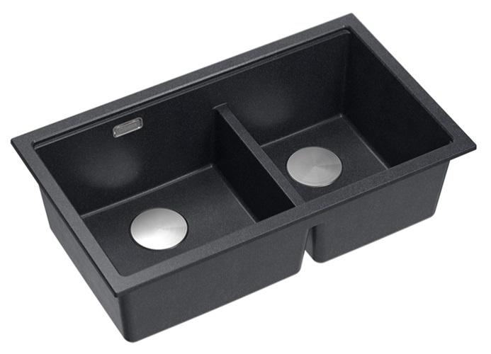 Quadri Newport II Kaksois Antrasiitti Graniitti Päälleasennettava Pesuallas 76x45 cm RST tulppa 1208971369 - Productafbeelding 2