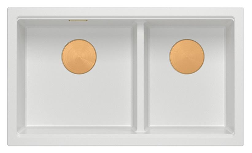 Quadri Newport II Kaksoisvalkoinen Graniittiallas 702 x 390 mm Kuparisella tulppalla 1208971373 - Productafbeelding