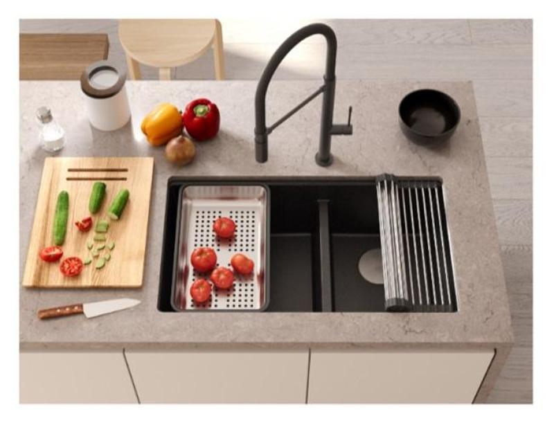 Quadri Newport II Tuplava Antrasiitti Granit Alakaapin Allas 702 x 390 mm Kuparisella tulppa 1208971374