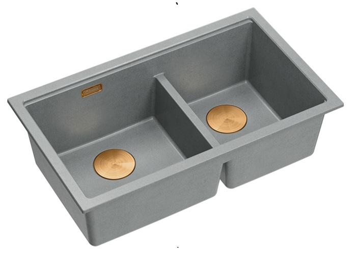 Quadri Newport II Kaksois Harmaa Graniitti Ala-allas 702 x 390 mm Kuparitulpan kanssa 1208971375 - Productafbeelding 2