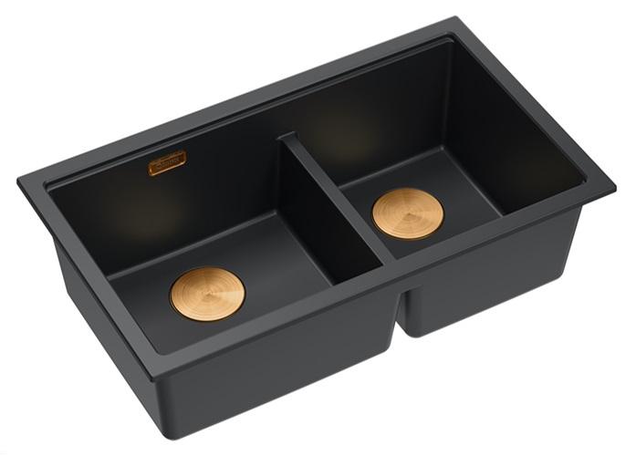 Quadri Newport II Kaksois Musta Graniitti Ala-allas 702 x 390 mm Kuparitulpalla 1208971376 - Productafbeelding 2