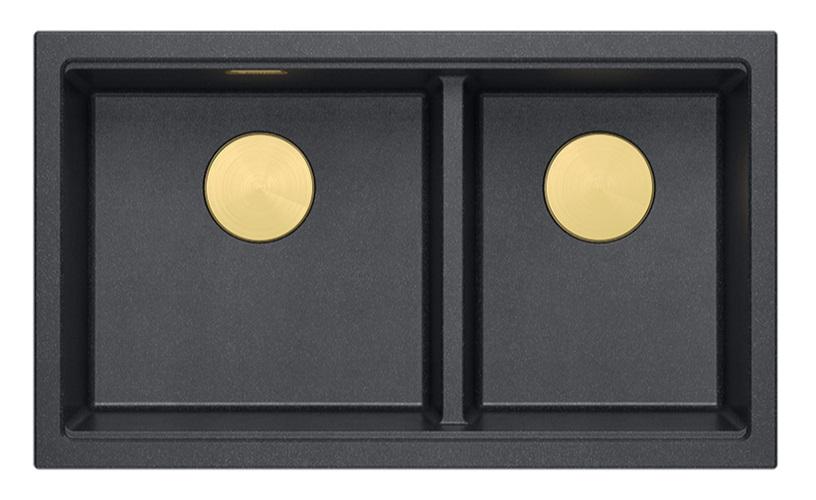 Quadri Newport II Kahden Hana Antrasiitti Graniitti Alakaappi Pesuallas 702 x 390 mm kultaisella tulppalla 1208971379 - Productafbeelding
