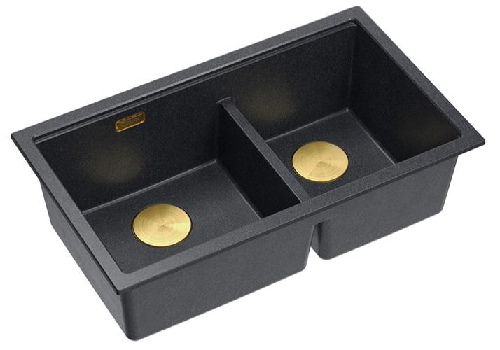 Quadri Newport II Kahden Hana Antrasiitti Graniitti Alakaappi Pesuallas 702 x 390 mm kultaisella tulppalla 1208971379 - Productafbeelding 2