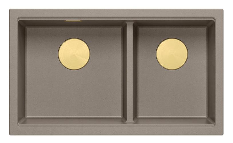 Quadri Newport II Tuplatakki Granit Alakaappi Pesuallas 702 x 390 mm Kultaisella tulppalla 1208971382 - Productafbeelding