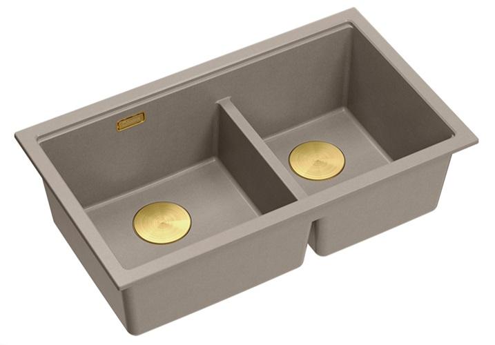 Quadri Newport II Tuplatakki Granit Alakaappi Pesuallas 702 x 390 mm Kultaisella tulppalla 1208971382 - Productafbeelding 2