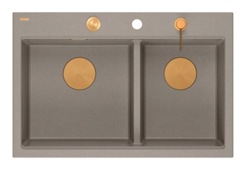 Quadri Hard Rock Tupla Taupe Graniitti Päälle rakennettava Allas 76x50 cm Kuparitulpalla ja tarvikkeilla 1208971391