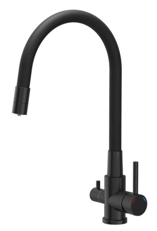Quadri Selene Kitchen Mixer Tap Black 3-way with flexible spout and extra connection for filtered water 1208971406
