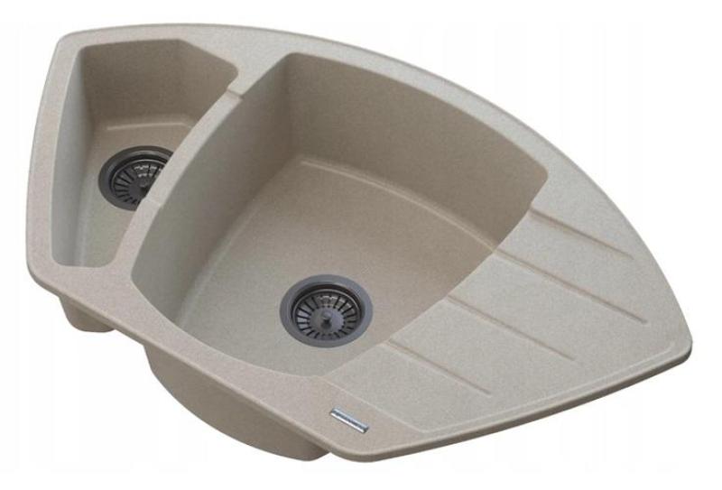 Graniteland Monte Graniittinen beige Kulma-allas päälle asennettava 901x538mm RST-tulpalla 1208971414