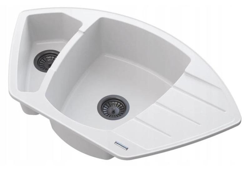 Graniteland Monte Graniittinen valkoinen kulma-altaan päälle asennettava 901x538mm ruostumattomalla teräsproppu 1208971415