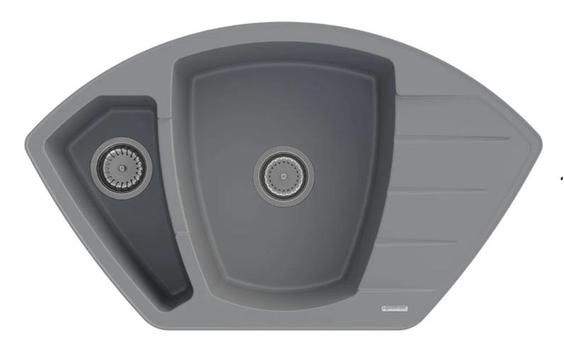 Graniteland Monte Graniitti harmaa Kulma-allas päälle asennettava 901x538mm, RVS Tulpalla 1208971416 - Productafbeelding