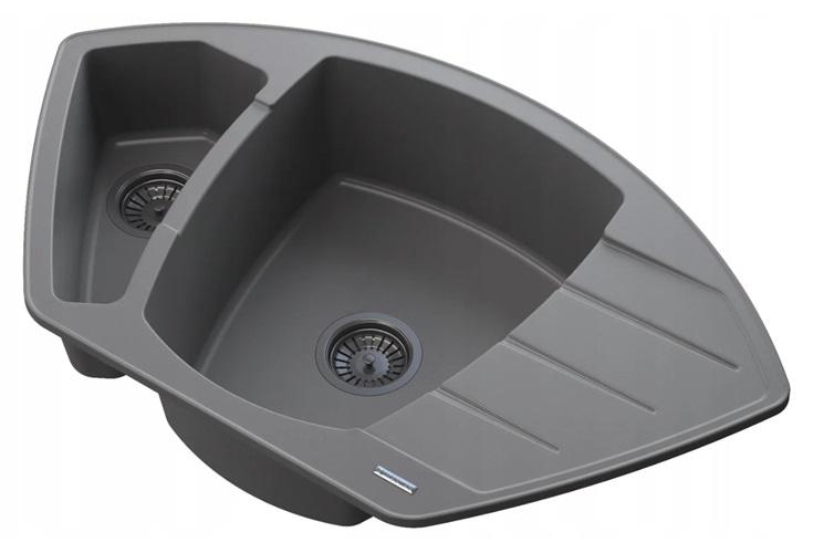 Graniteland Monte Graniitti harmaa Kulma-allas päälle asennettava 901x538mm, RVS Tulpalla 1208971416 - Productafbeelding 3