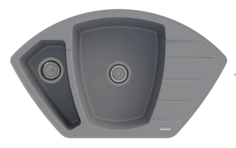 Graniteland Monte Graniitti harmaa Kulma-allas päälle asennettava 901x538mm, RVS Tulpalla 1208971416