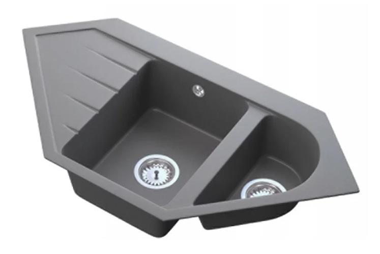 Graniteland Amiata Graniittinen harmaa Kulma-allas päälle asennettava 965x496mm RST Tulppa 1208971419 - Productafbeelding