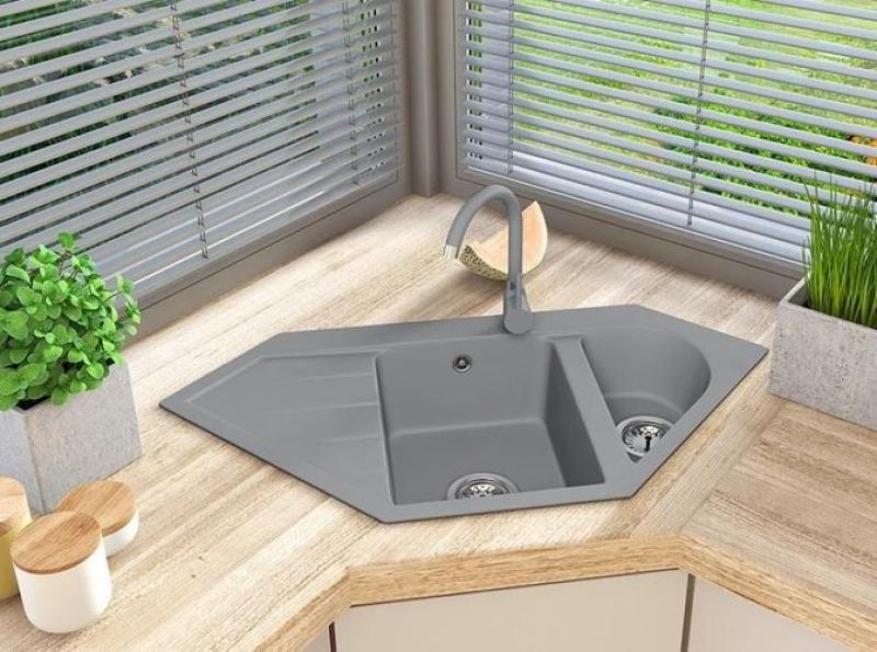 Graniteland Amiata Graniittinen harmaa Kulma-allas päälle asennettava 965x496mm RST Tulppa 1208971419