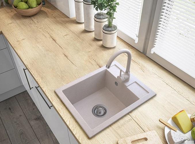 Graniteland Prest Graniitti beige tiskiallas Tapwing hanareiällä, päälle asennettava 400x500mm, RST tulppa 1208971422 - Productafbeelding