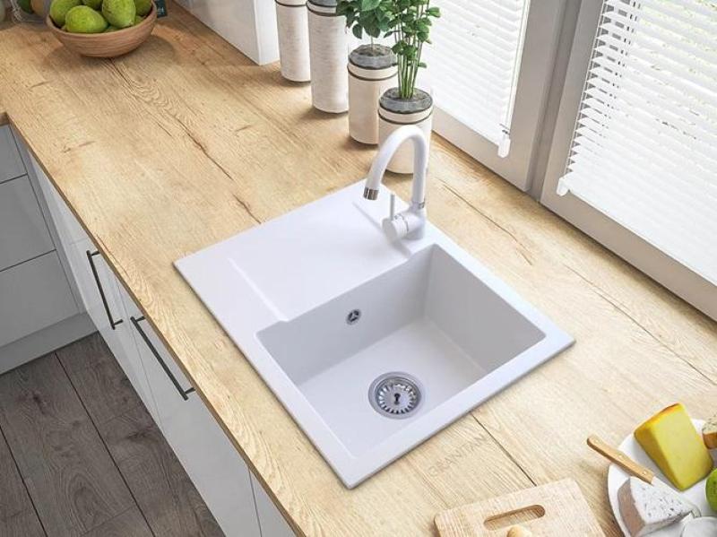 Graniteland Nex Graniittinen valkoinen tiskiallas tippa-alueella 574x464 mm 1208971430