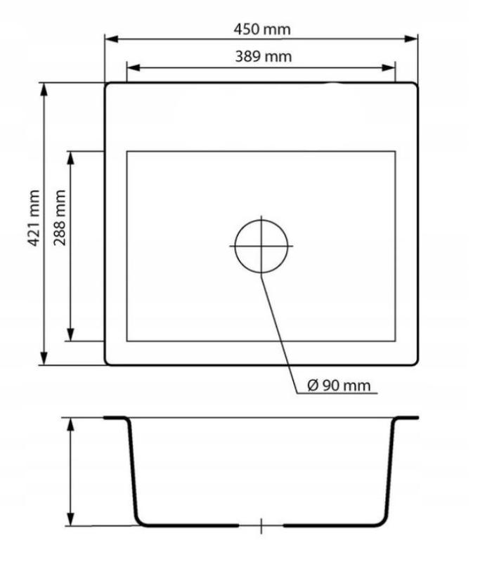 Graniteland Nera Graniittiallas 45x42 cm Harmaa Päälleasennettava hanareiällä ja RST Tulppa 1208971436