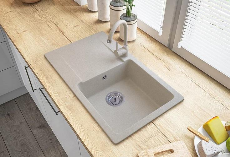 Graniteland Liri Graniittinen Beige pesuallas tiputusalustalla 765x448 mm 1208971439 - Productafbeelding