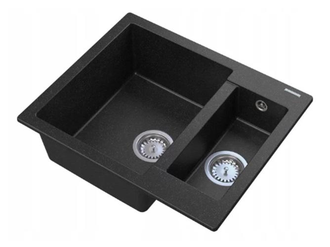 Graniteland Adda Graniittinen musta 1.5 Allas Päälle asennus 600x495mm 1208971454 - Productafbeelding 2